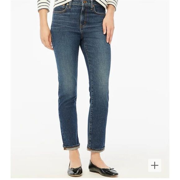 J.Crew 9" Vintage Slim Straight Jeans Medium Wash Denim Classic Fit Size 32P - Picture 1 of 13